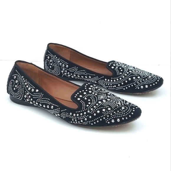 Donald J. Pliner Shoes - Donald J. Pliner Debbi Black Suede Studded Smoking Slippers Size 8.5